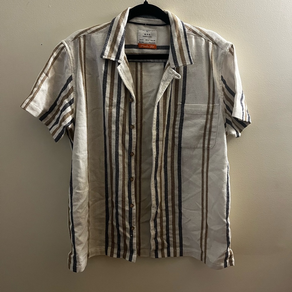 MBX Striped Canvas-Feel Button Up